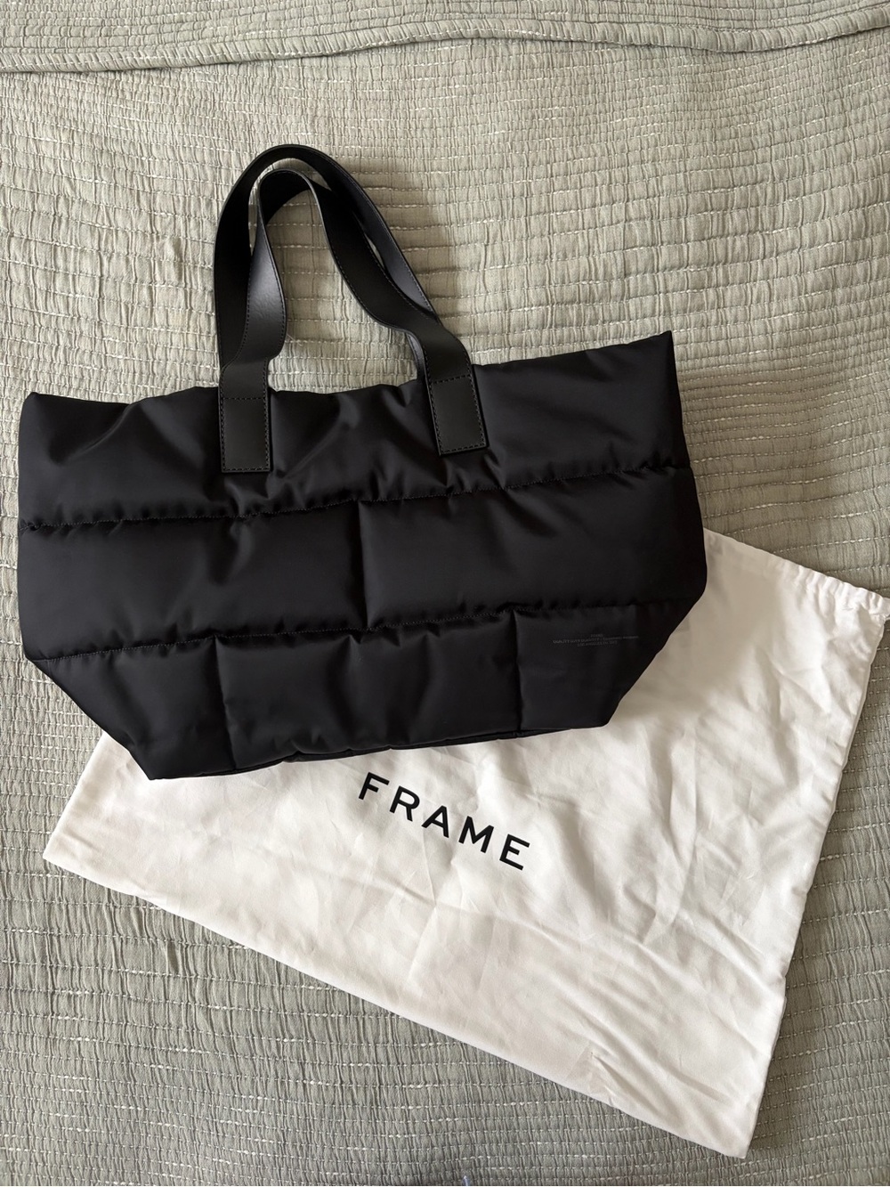 Frame Denim Black Quilted Puffer Tote